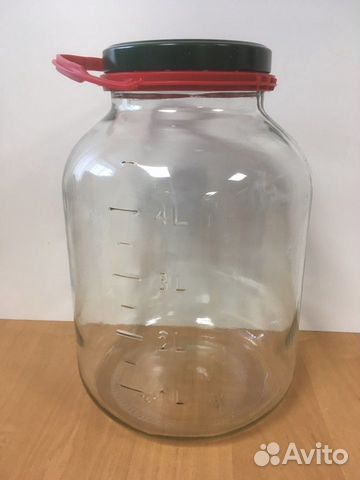 Стеклянная банка 5 литров с делениями и с ручкой