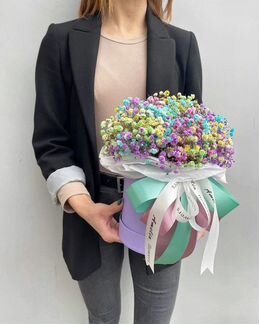 Радужная гипсофила, букет, цветы