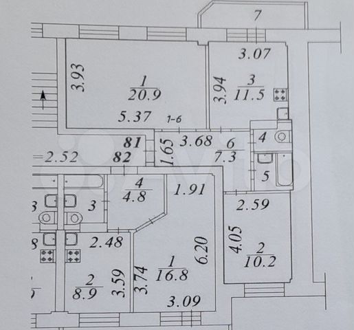 2-к. квартира, 54,3 м², 5/7 эт.