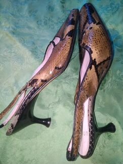 Туфли женские летние босоножки кожа змеи