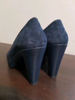 Туфли синие кожа замша натуральные