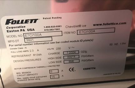 Льдогенератор-диспенсер Follett E7CI (55 кг/сут)