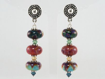 Серьги Восточные краски (лэмпворк, Сваровски)