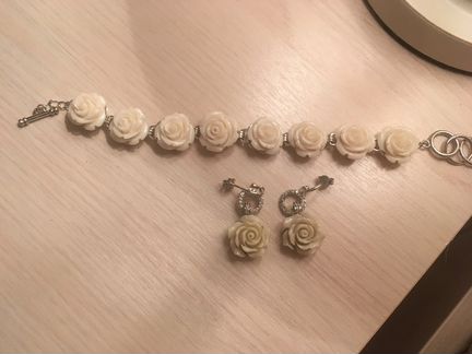 Браслет и серьги серебро/жемчуг