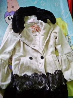 Пальто белое шерсть размер 46