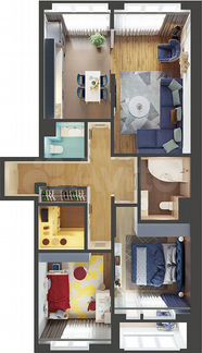 3-к квартира, 96.4 м², 5/20 эт.