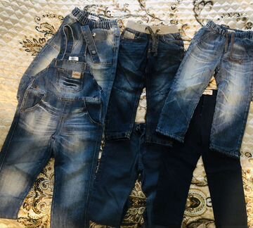 Утеплённые джинсы+ джинсовый комбинезон 2-3 года