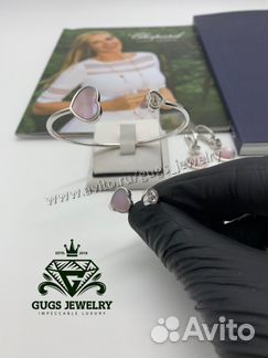 Серьги кольцо браслет chopard happy hearts
