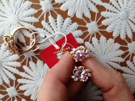 Позолота: кольцо и серьги