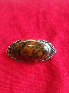 Брошь СССР, завода Рекорд.Натуральная яшма