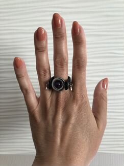 Кольцо из каучука с агатом