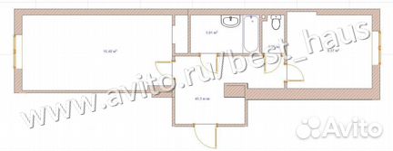 1-к квартира, 40.3 м², 1/4 эт.