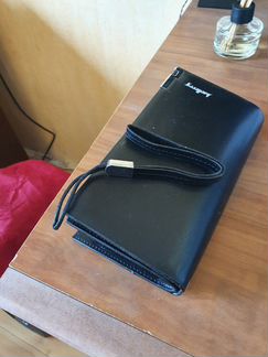 Портмоне мужское (клатч) на молнии кожанный