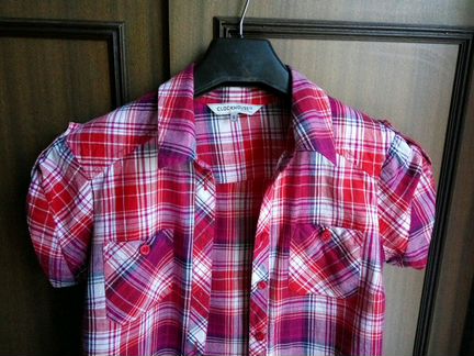 Новая рубашка Clockhouse (S) красно-белая клетка