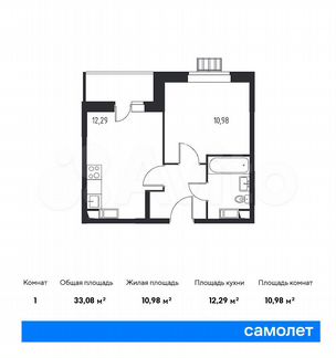 1-к квартира, 33.1 м², 13/13 эт.