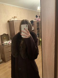 Жеское пальто с мехом песца