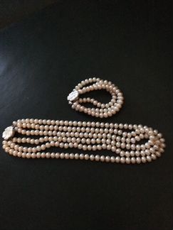 Колье и браслет из жемчуга комплект