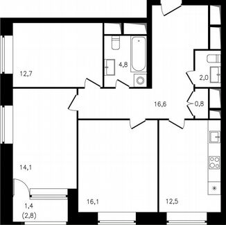 3-к квартира, 82.3 м², 11/23 эт.