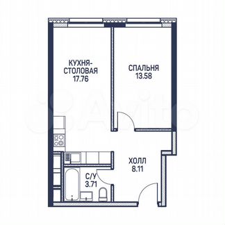 1-к квартира, 43.2 м², 15/22 эт.