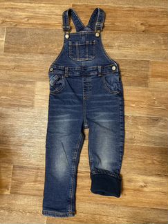 Тёплый комбинезон Mothercare джинсовый на флисовой