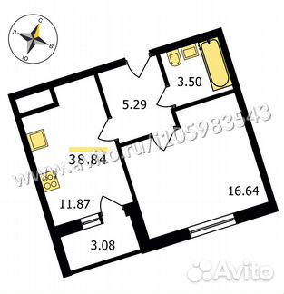 1-к квартира, 38.8 м², 11/18 эт.