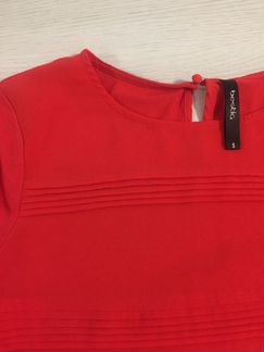 Блуза с коротким рукавом красная плиссированная