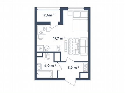 Квартира-студия, 26.8 м², 7/26 эт.
