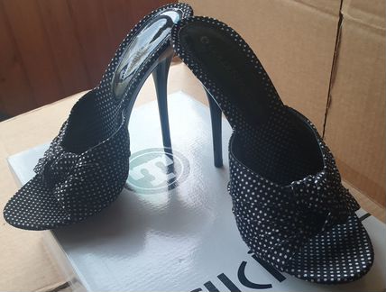 Босоножки Golden Party 35 Черные в белый горошек