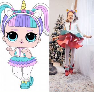 Детский новогодний костюм единорог, конфета, пчела