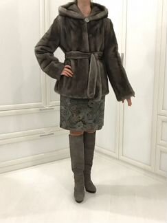 Норковая шуба серо-пепельная (автоледи)