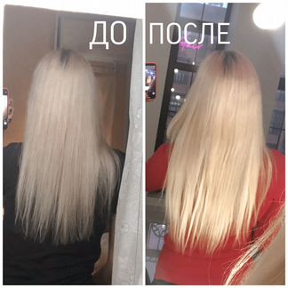 Натуральные волосы блонд однопрядка на ленте