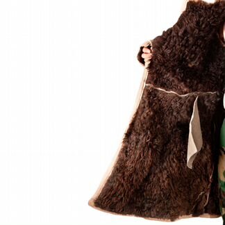 Бекеша из овчины, офицерская, бежево-белая