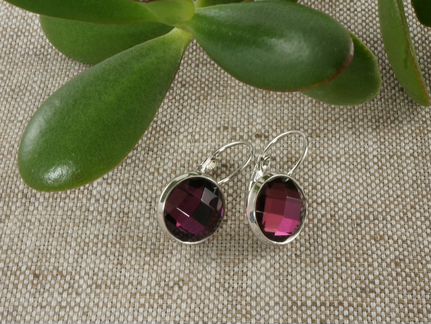 Серьги Фиолетовые стразы (12мм)