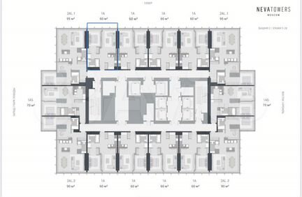 1-к апартаменты, 62.1 м², 21/75 эт.