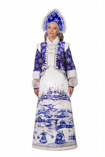 Костюм новогодний Jeanees Лазурная Снегурочка, с росписью, 48 размер (174-48)